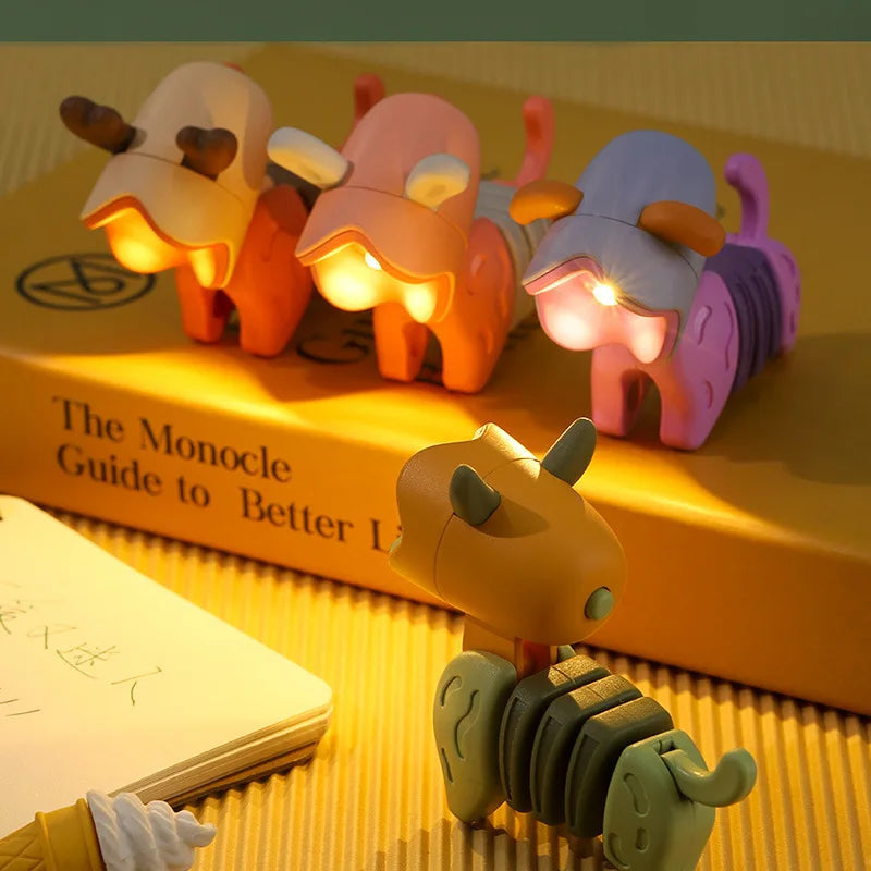 LED Mini Folding Animal Night Light – Dog & Deer Desk Lamp