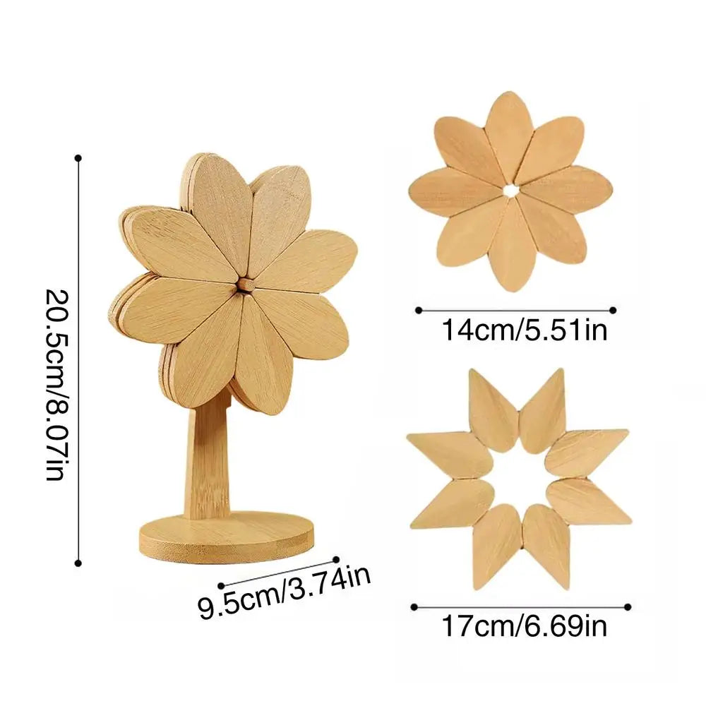Windmill Wooden Trivet Set | Non-Slip Hot Pads for Kitchen Wooden Trivet Set Peaceful Pleasures Health and Wellness China Mainland primary color three slices