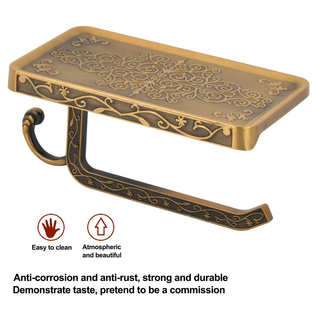 Vintage Carved Wall-Mounted Toilet Paper Holder | Space Aluminum
