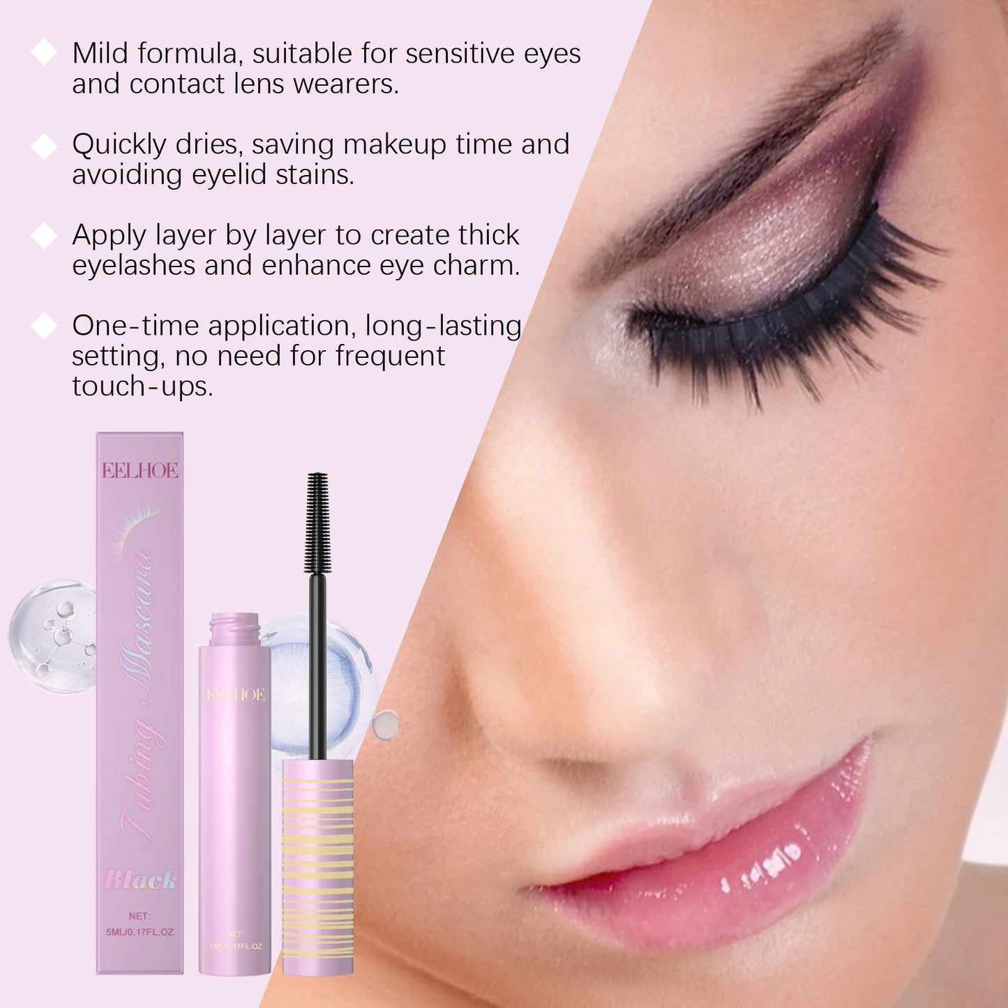 Black Waterproof Lengthening Volumizing Mascara 5ml