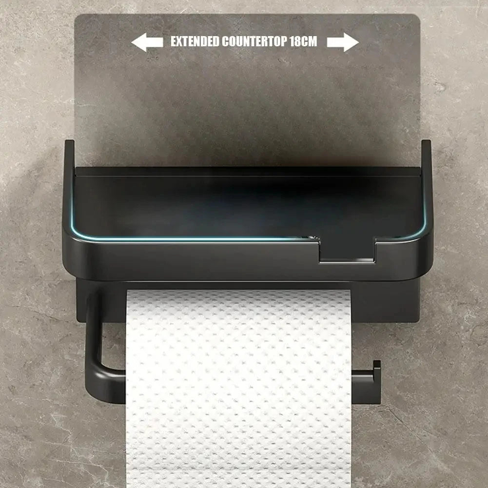 Wall Mounted Toilet Paper Holder with Storage Rack – Rustproof