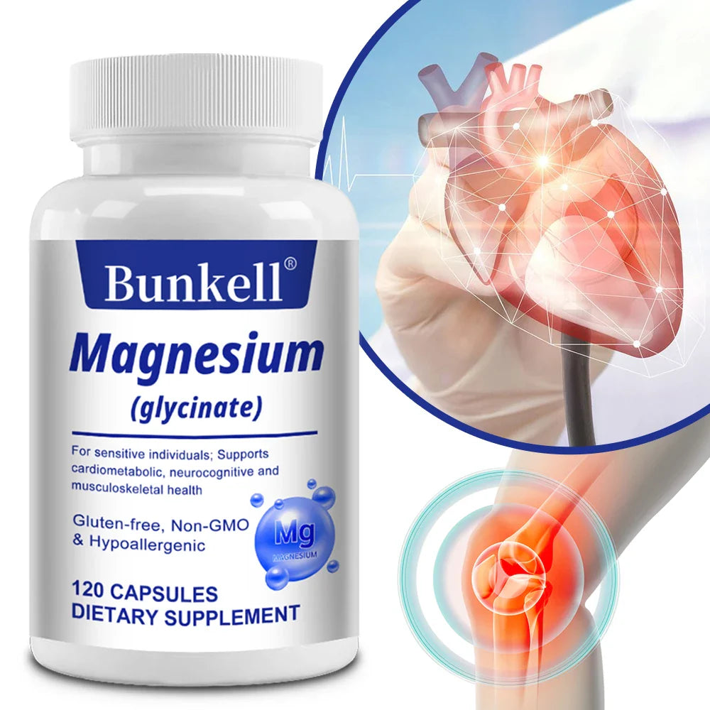 Bunkell Magnesium Glycinate 120 Veggie Caps | High Absorption