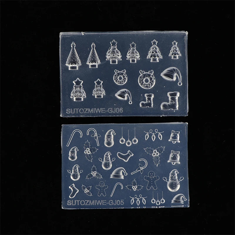 3D Silicone Nail Mold For DIY Nail Art Christmas Tree Snowman Bell Gingerbread Man Transparent Design Template Manicure Tool Peaceful Pleasures Health and Wellness