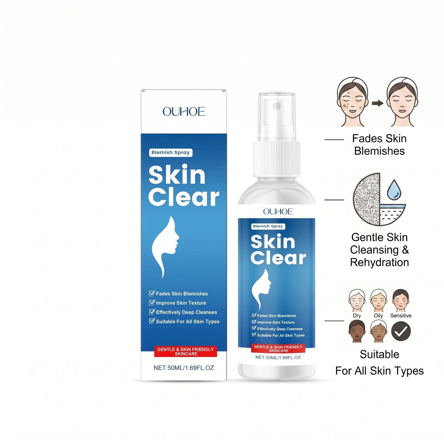 Ouhoe Blemish Clear Spray – Fade Spots & Smooth Skin