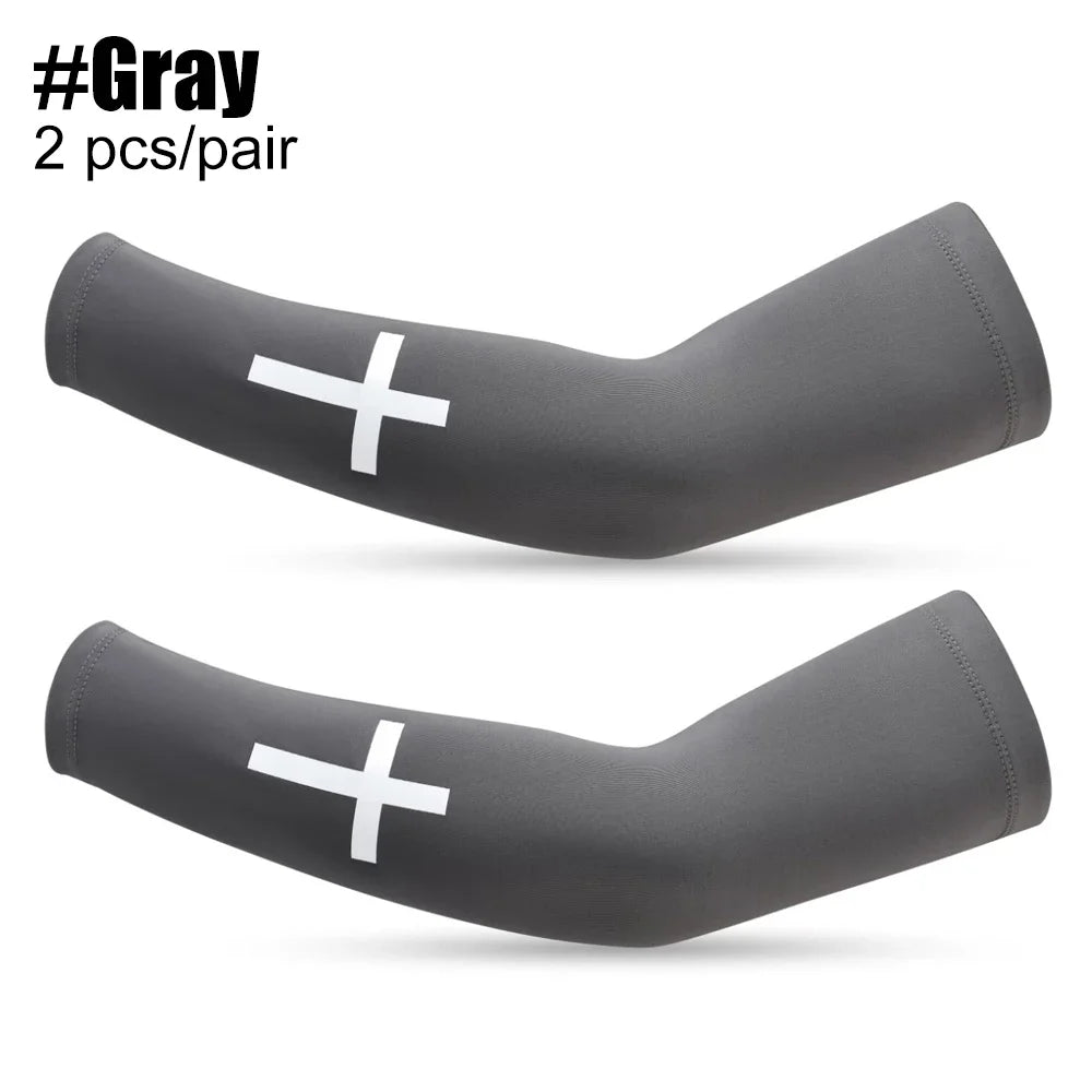 1 Pair Cooling Arm Sleeves - UV Protection & Compression for Sports (Football/Baseball/Cycling) - Christian Youth & Adult Sizes Peaceful Pleasures Health and Wellness Gray-1Pair