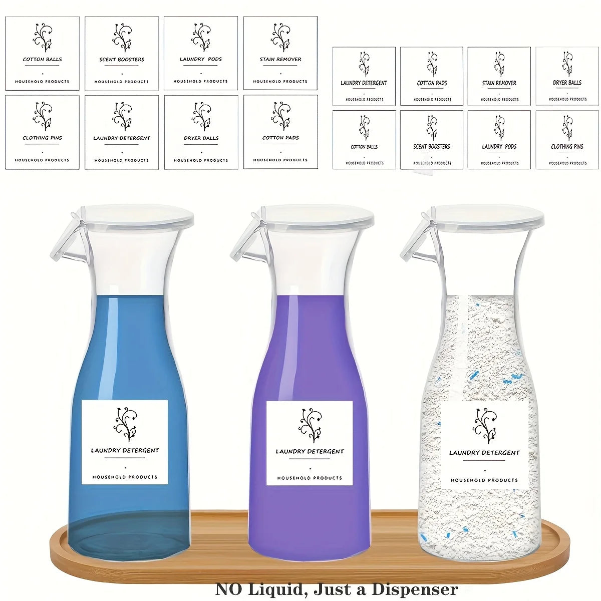Laundry Detergent Dispenser with Label – 2 or 3 Pack Plastic Fabric Softener & Liquid Soap Dispenser for Laundry Room