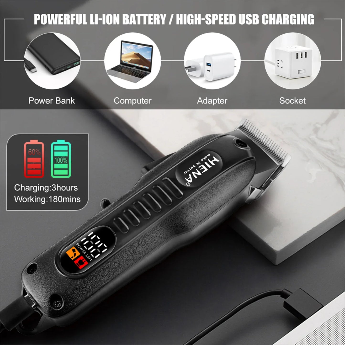 HYN-222 Rechargeable Hair Clipper & Beard Trimmer for Men