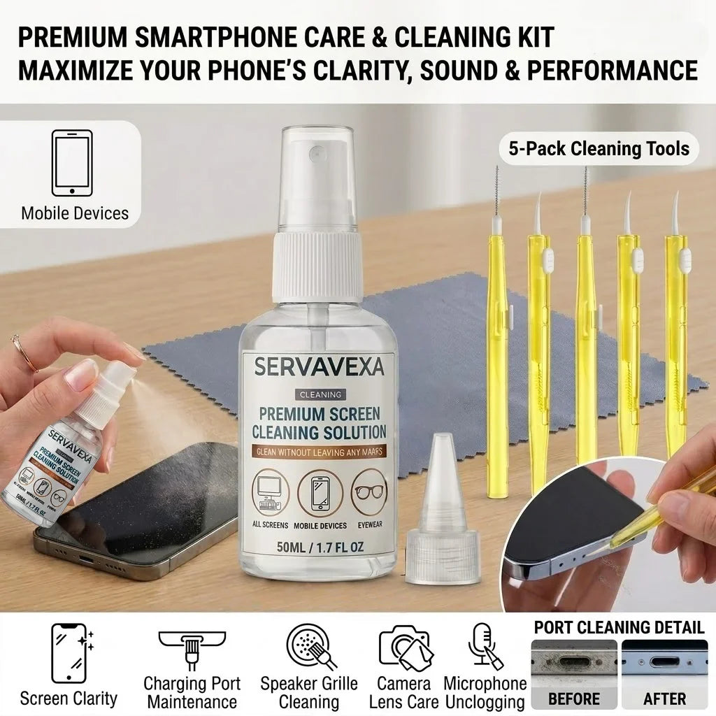 7-in-1 Screen Cleaner Kit – Spray, Brushes & Microfiber Cloth