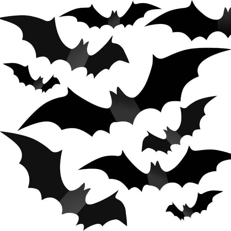 3D Halloween Bat Wall Stickers – Removable Decals 12–72 PCS