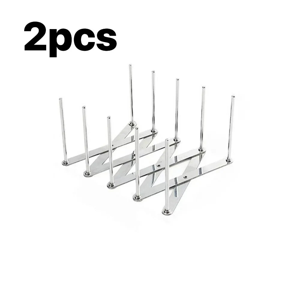 Stainless Steel Dish Rack - Adjustable Kitchen Drainer, Foldable Utensil Holder for Dishes, Cups, Pots & Lids | Space Saving Peaceful Pleasures Health and Wellness 2pcs 5 grids