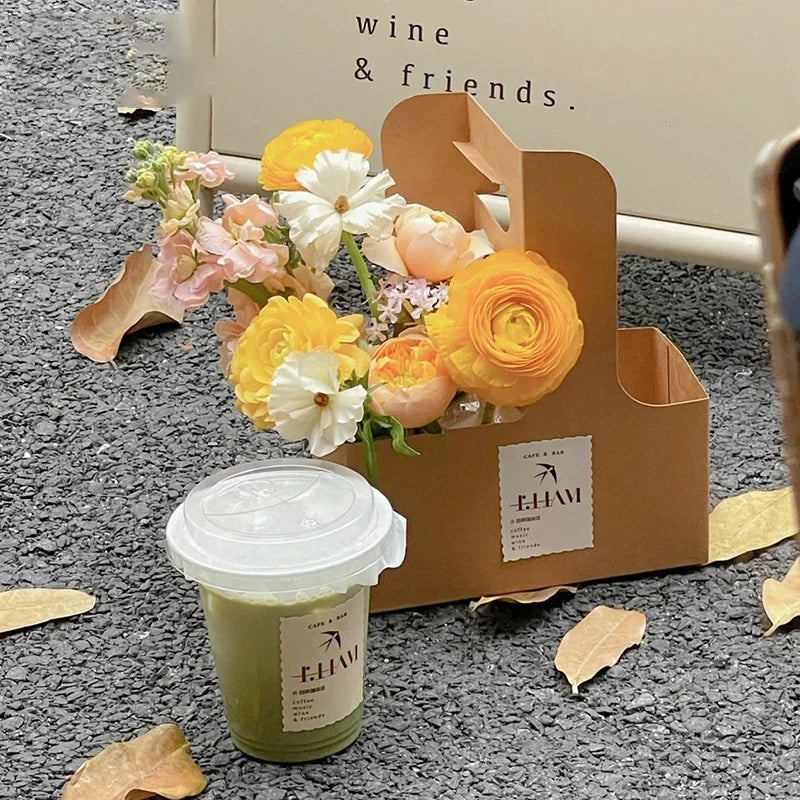 10pcs Kraft Paper Flower Gift Bags | Party & Wedding Favor