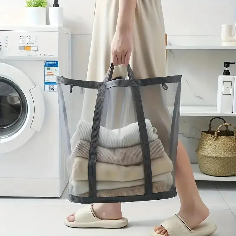 Foldable Dirty Laundry Basket Mesh Breathable Laundry Basket Clothes Toy Storage Baskets Large Capacity Home Storage Supplies Peaceful Pleasures Health and Wellness