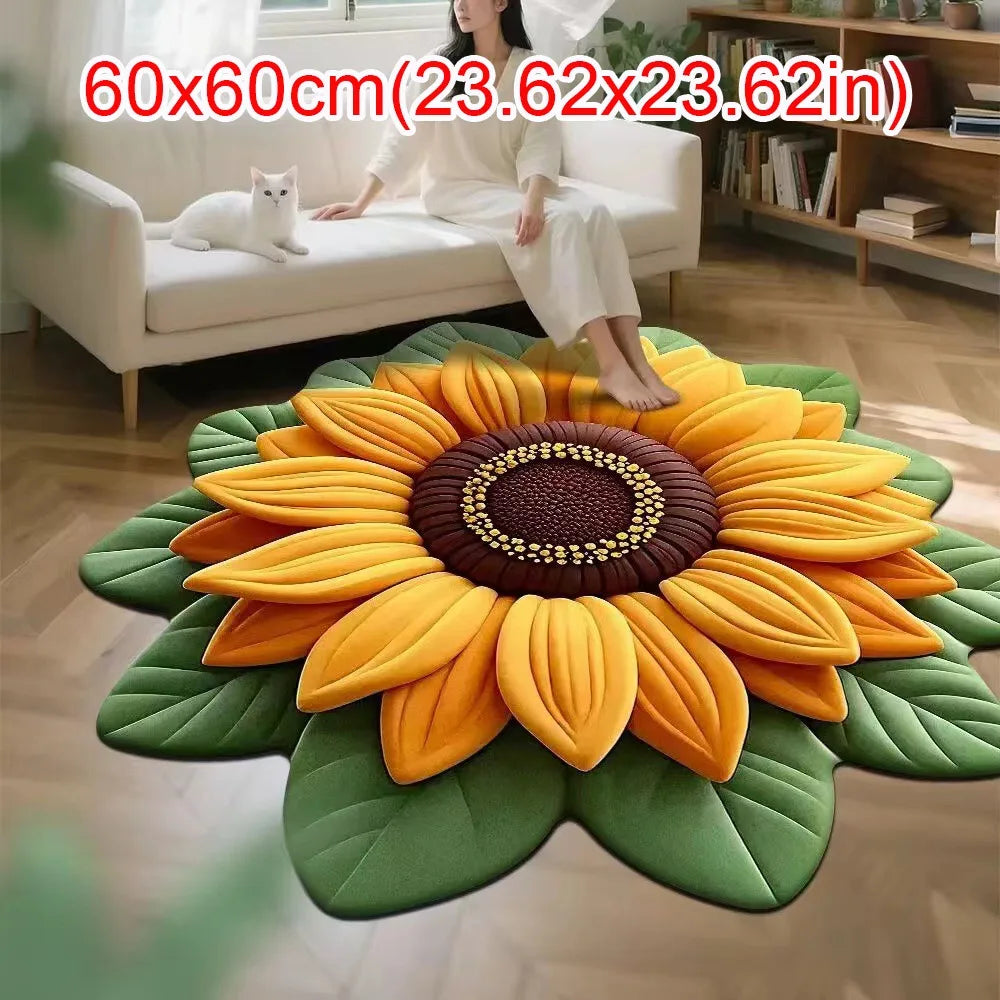 Sunflower Shaped Non-Slip Soft Carpet Mat 60x60cm | Home Décor