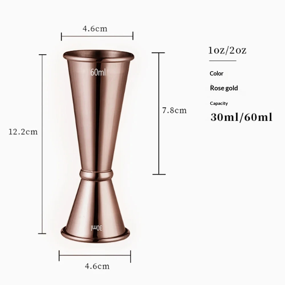 2026 New Dual Shot 304 Stainless Steel Measure Cup Cocktail Shaker Drink Spirit Measure Jigger Kitchen Bar Barware Tools Peaceful Pleasures Health and Wellness Rose Gold