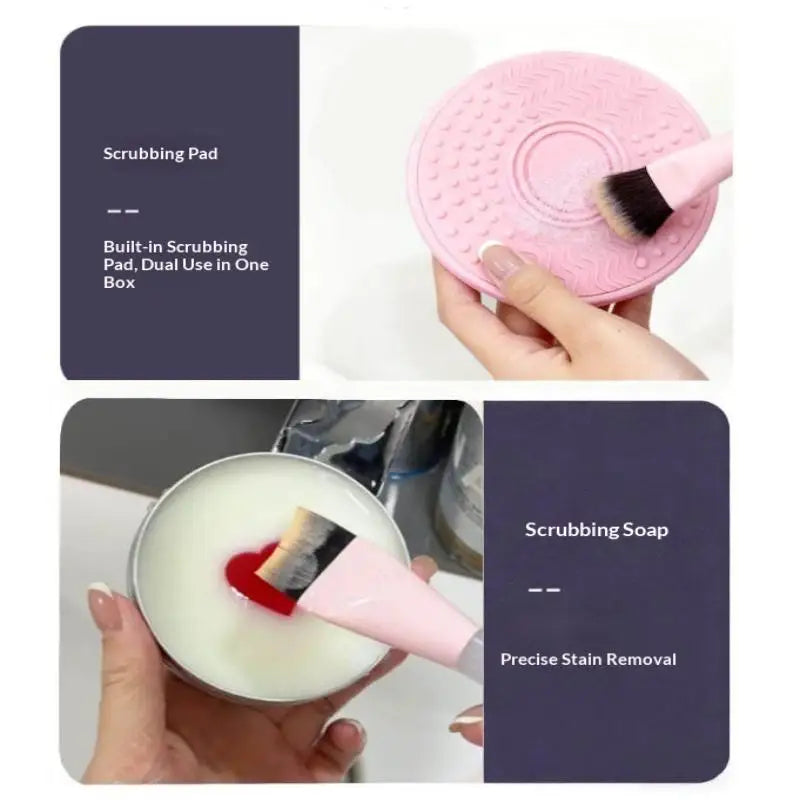 Heart-Shaped Makeup Brush Cleaner Soap 100g + Silicone Pad