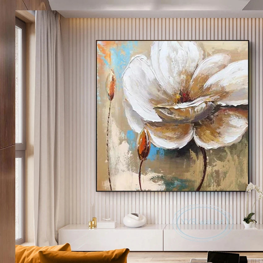 Hand Painted Canvas Oil Painting Floral Decorative Image Abstract Wall Art Poster Dining Room Bedroom Light Luxury Custom Mural Peaceful Pleasures Health and Wellness