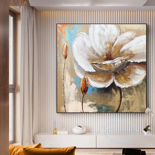 Hand Painted Canvas Oil Painting Floral Decorative Image Abstract Wall Art Poster Dining Room Bedroom Light Luxury Custom Mural Peaceful Pleasures Health and Wellness