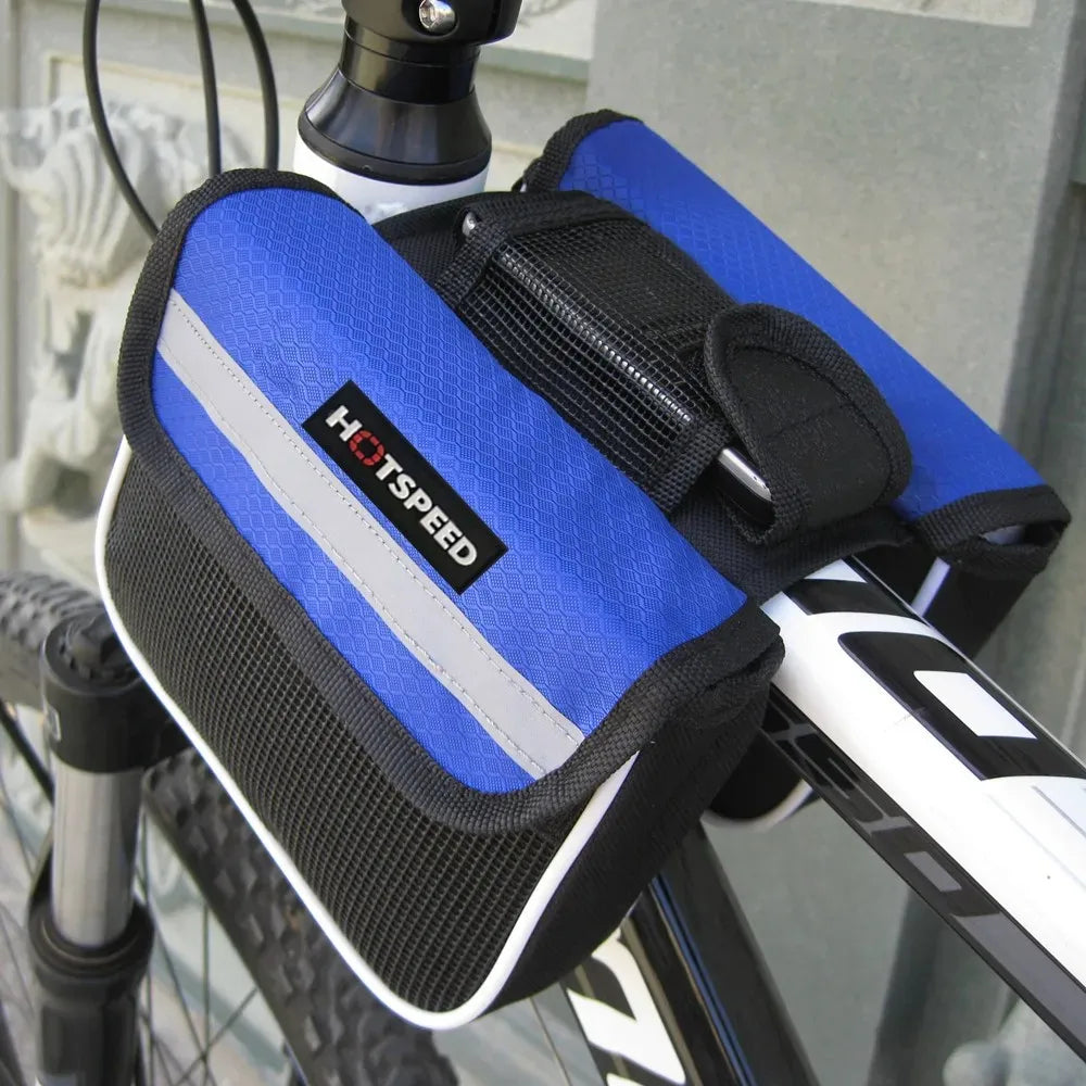 Bike Front Frame Bag Top Tube Bike/Bicycle Bag Waterproof Cycling Accessories Bike Pouch Saddle Bag for Mountain Bikes Peaceful Pleasures Health and Wellness Blue