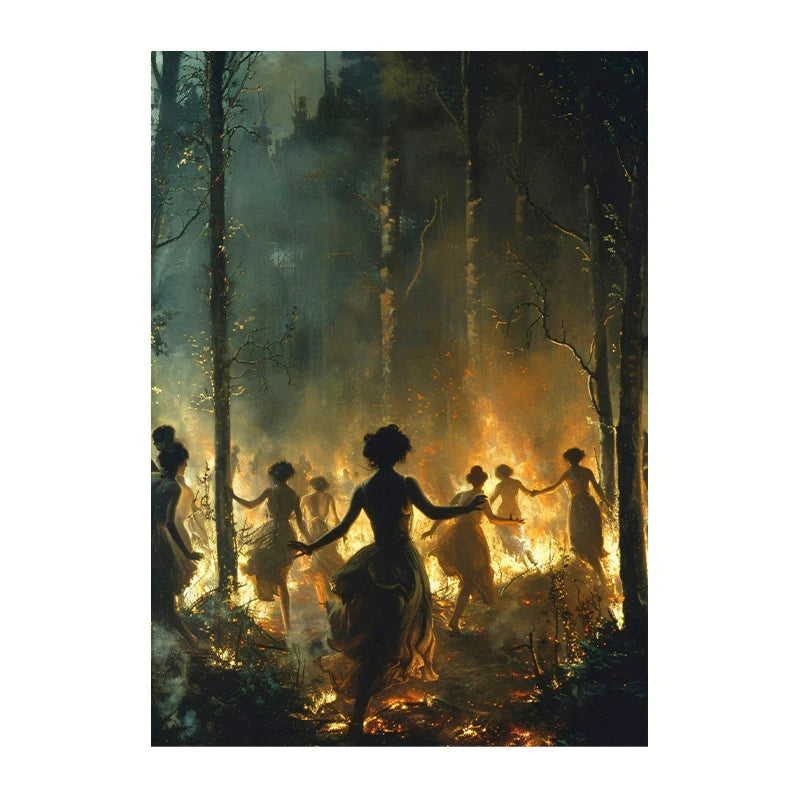 Gothic Fantasy Canvas Poster, Witchcraft Ancient Ceremony, Dark Magic, Sacred Feminine Power, Mystical Enchantment Home Decor Peaceful Pleasures Health and Wellness ZLH5067 100x150cm No Frame