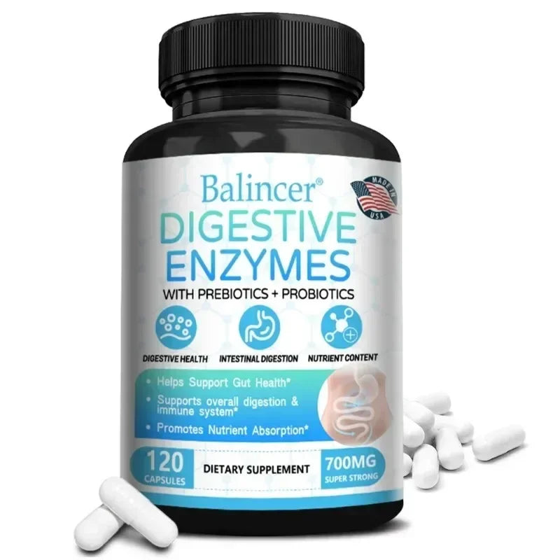 Organic Digestive Enzyme Probiotic Capsules Prebiotic Nutrition Digestion and Gut Health, Immunity, Suitable for Adults and Men Peaceful Pleasures Health and Wellness 120 count-1 bottle