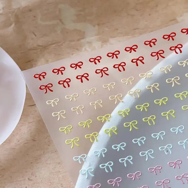 1 Sheet Mixed Color Bow Nail Art Stickers Relief Cute Bowknot Nail Charms Bow Manicure Decoration Peaceful Pleasures Health and Wellness one size