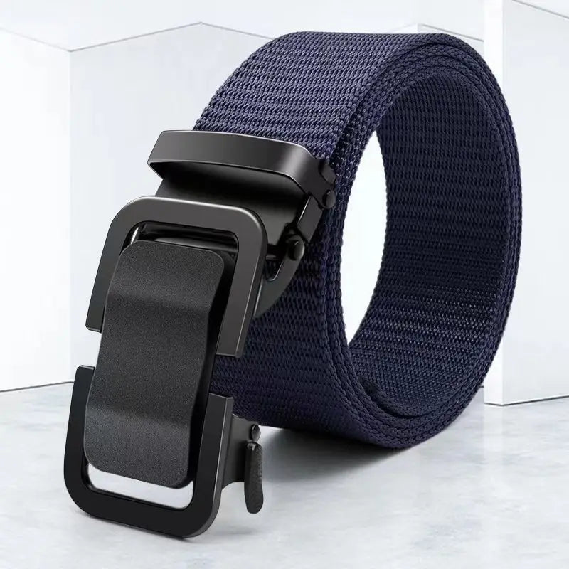 Men's Tactical Nylon Belt | Auto Buckle | Casual Black Belt