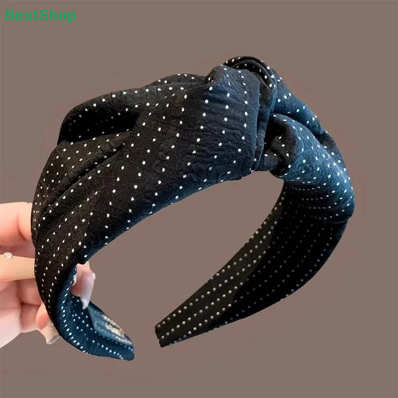 Wide Polka Dot Knot Headband for Women – Casual Hair Hoop