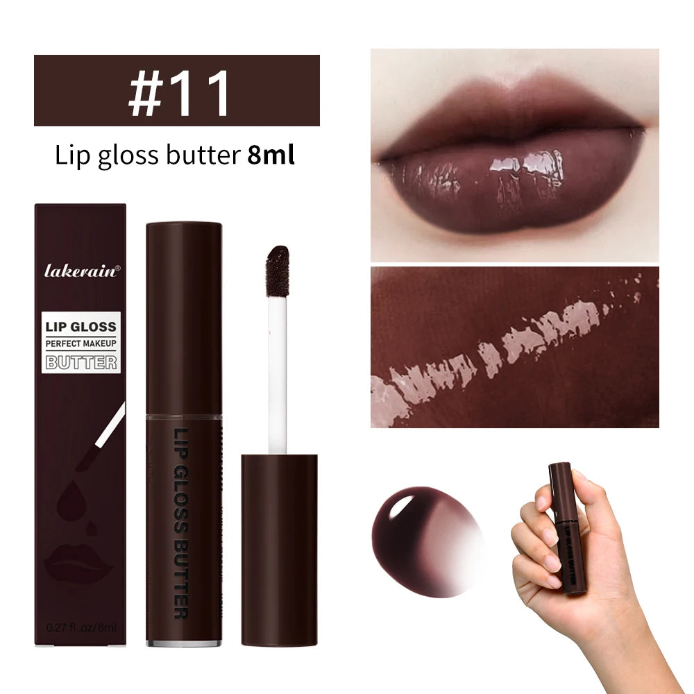 8ml Butter Non-stick Cup Gloss Lip Gloss Moisturizing Mirror Lip Gloss Lasting Color Lip glaze Dye Lip Liquid Makeup For Women Peaceful Pleasures Health and Wellness 11