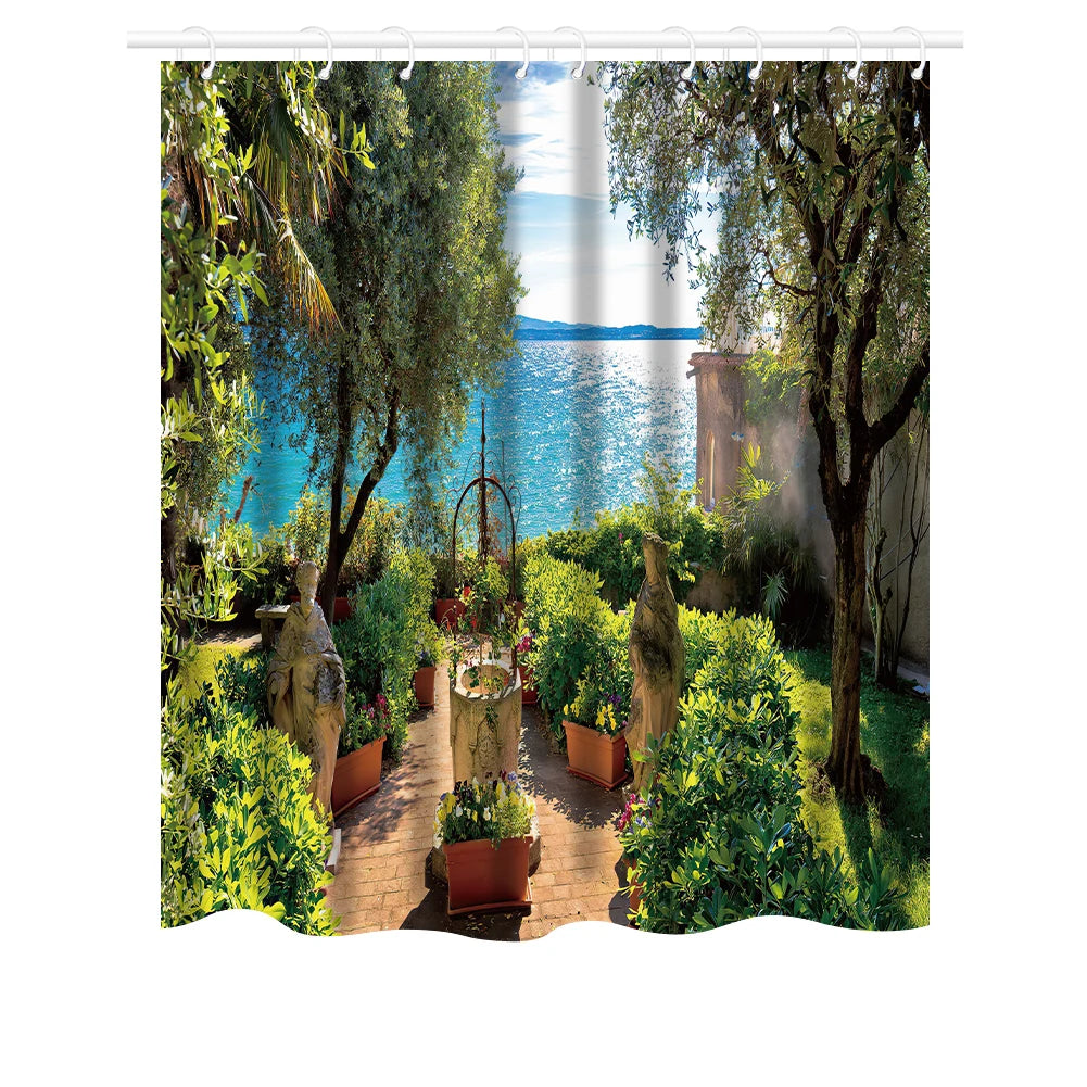 180-230cm Shower Curtains Waterproof Heavy Duty Thick Fabric Bath Curtain for Hotel Bathroom Bathtub Solid White Private Cover Peaceful Pleasures Health and Wellness Printed style B 180x180cm