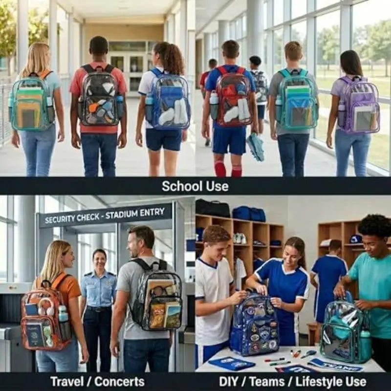 Clear PVC Stadium Backpack | Waterproof Dual Zipper 20–35L