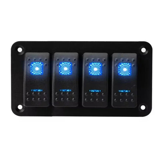 4 Gang Rocker Switch Panel | LED Backlit, 5 Pin Peaceful Pleasures Health and Wellness Blue LED United States