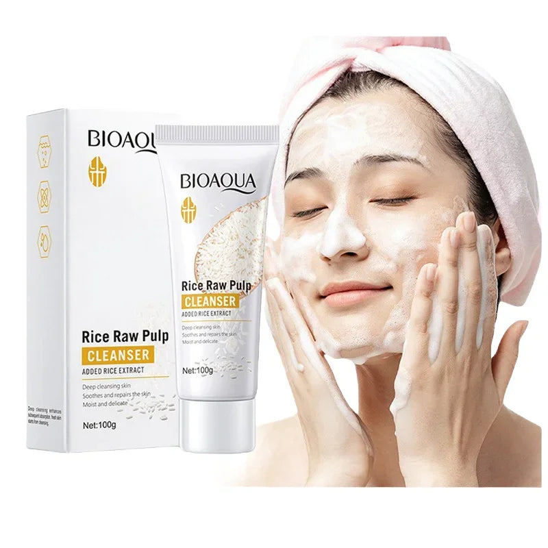 BIOAOUA Rice Cleanser Raw Pulp Oil Control Moisturizing Deep Cleaning Care Skin 100g Peaceful Pleasures Health and Wellness Default Title