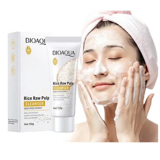 BIOAOUA Rice Cleanser Raw Pulp Oil Control Moisturizing Deep Cleaning Care Skin 100g Peaceful Pleasures Health and Wellness Default Title