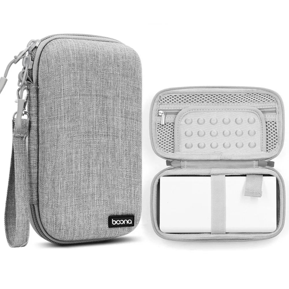 Hard EVA Power Bank Storage Bag Large Capacity Dust Proof Cable Organizer Pouch Shockproof Multi-Function Peaceful Pleasures Health and Wellness grey large