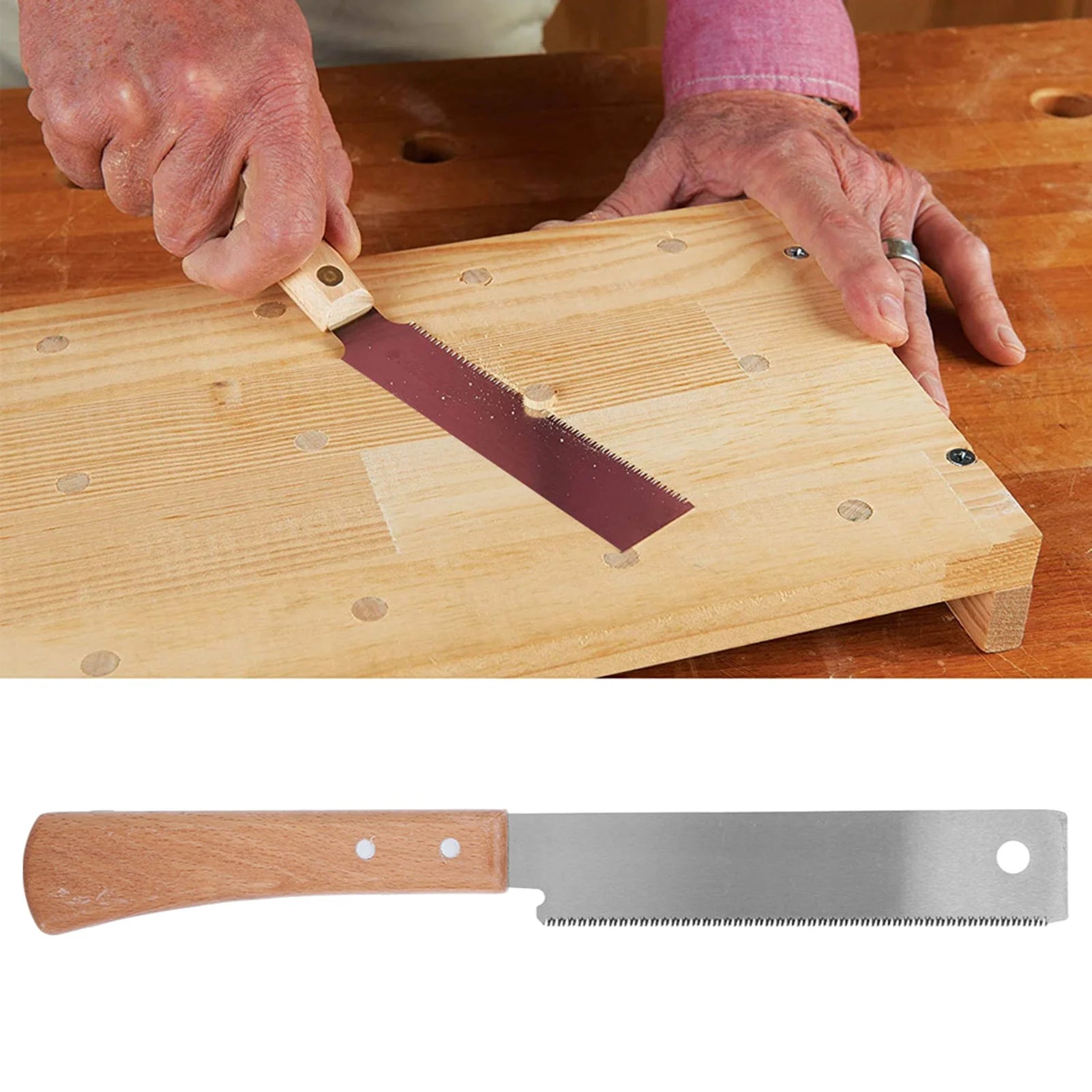 New Japanese Style Hand Saw Single Sided Wooden Handle Accurate Household Woodworking Flush Cutting Trim Tool 12in Wood Hand Saw Peaceful Pleasures Health and Wellness