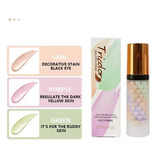 Tri-Color Contour Primer Cream – Waterproof Makeup Base 40g Makeup Primer Cream Peaceful Pleasures Health and Wellness