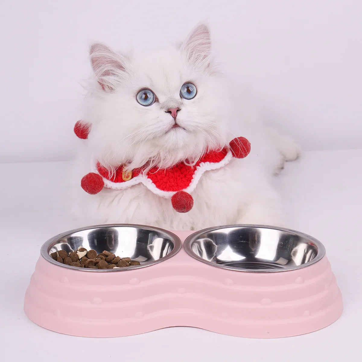 Double Bowl Pet Feeder – Stainless Steel, Non-Slip Base | Dogs & Cats