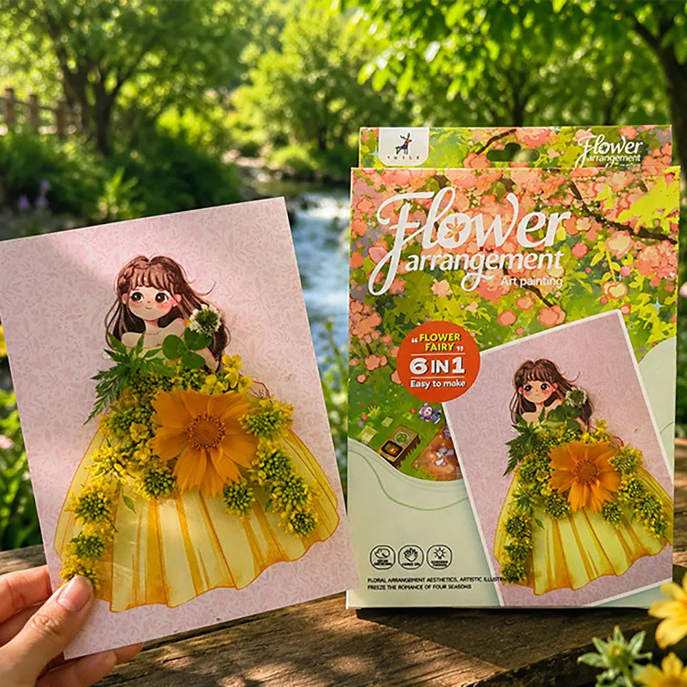 Flower Cutting Cardboard Girl Poking Fun Handmade DIY Homemade Card