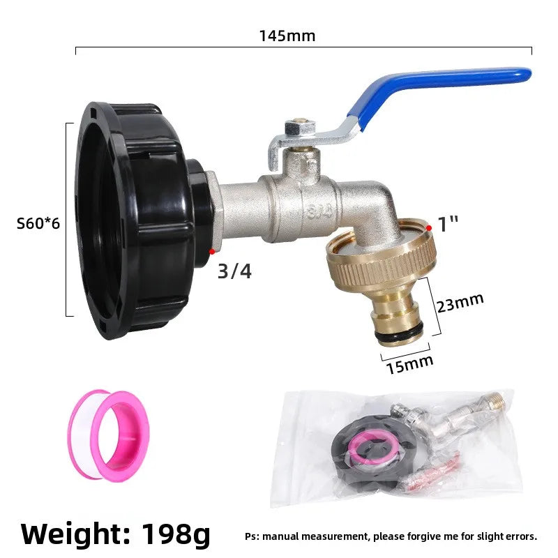 IBC Tank Tap Adapter S60x6 to 1/2" & 3/4" Thread Valve Fitting