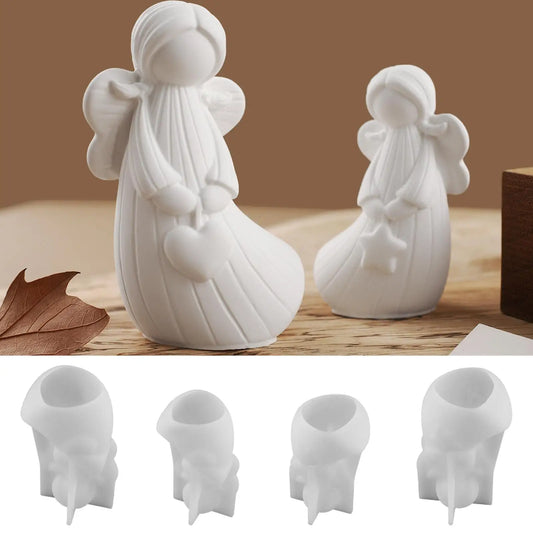 Angel Molds For Resin 4 Pieces Non-Stick Easy-Release Moulds Angel Candle Soap Mold For Wedding Party Dinner Table Centerpiece Peaceful Pleasures Health and Wellness