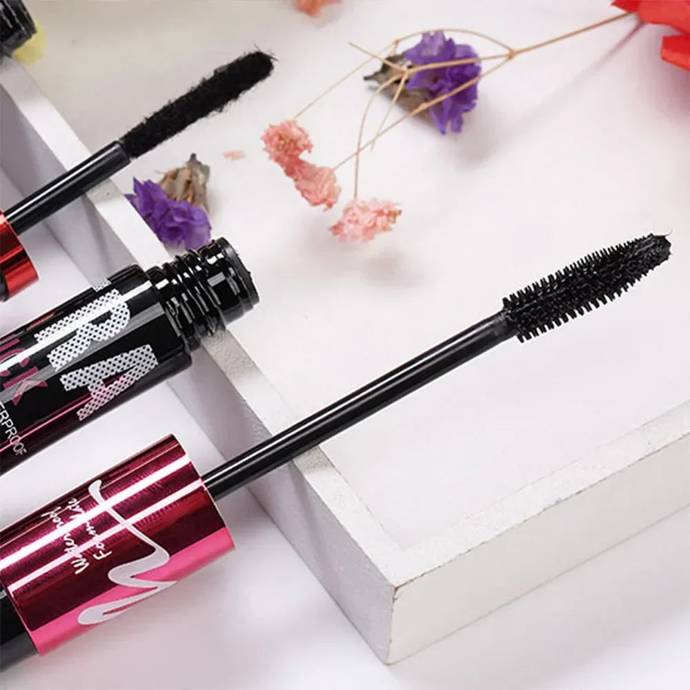 3D Fiber Lash Mascara Kit (2 tubes) Waterproof voluminous Long-lasting Creates Long Naturally Curled Eyelashes Without Smudging Peaceful Pleasures Health and Wellness