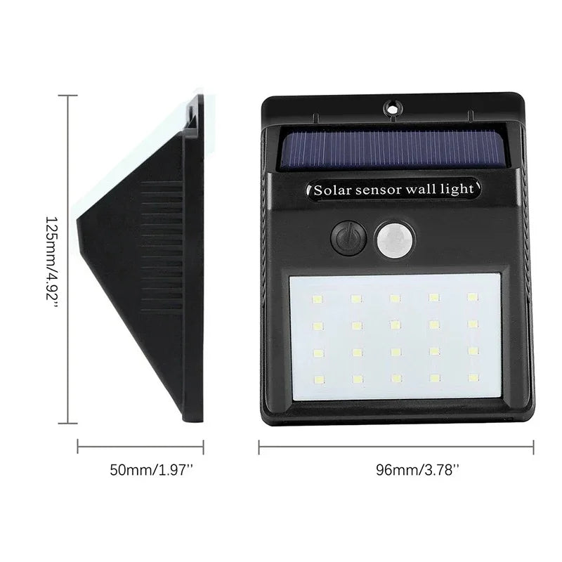 Solar Motion Sensor Wall Light – 20/40 LED, 3 Modes, IP65