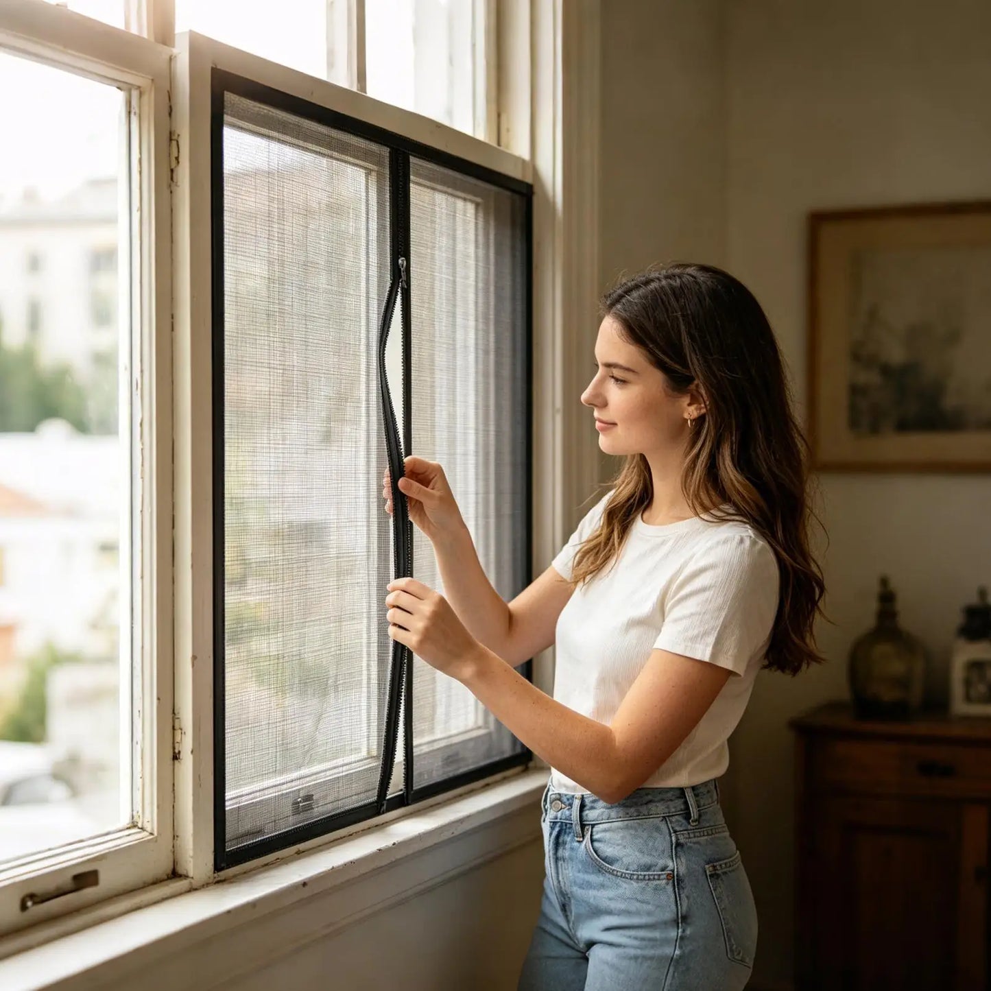Self Adhesive Zipper Window Screen Gnat Proof Insect Net Door Window Mesh for Home Apartment Bedroom Kitchen Garage Office Dorm Peaceful Pleasures Health and Wellness