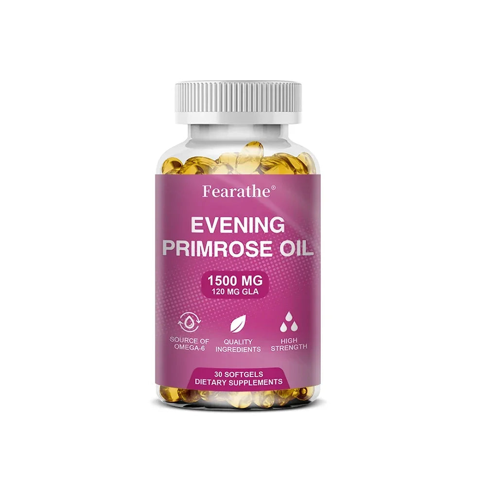 Evening Primrose Supplement Cold Pressed Oil - Contains Gelatin and Vegetable Glycerin To Promote Healthy Skin,120 Capsules Peaceful Pleasures Health and Wellness 30 count-1 bottle