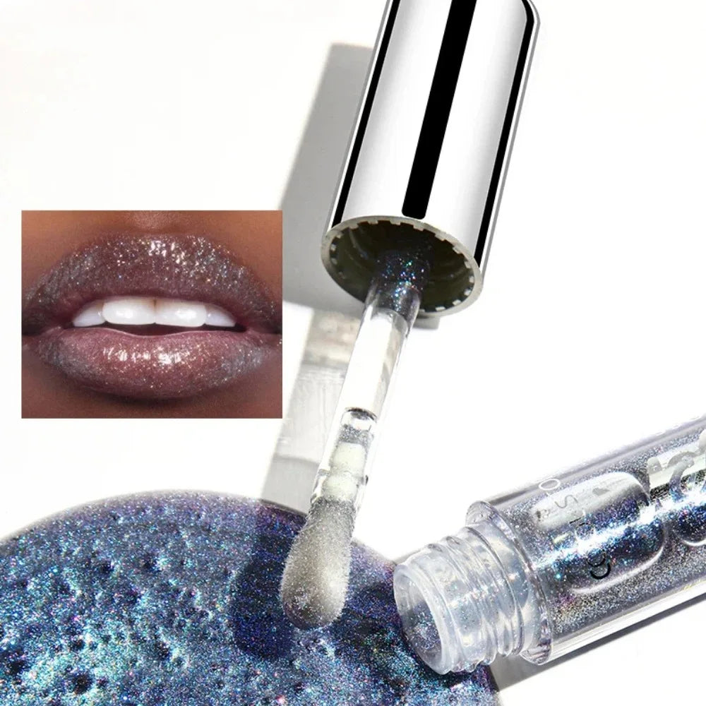 8-Color Glitter Lip Gloss | High Shine Pearl Lip Glaze with Sparkle