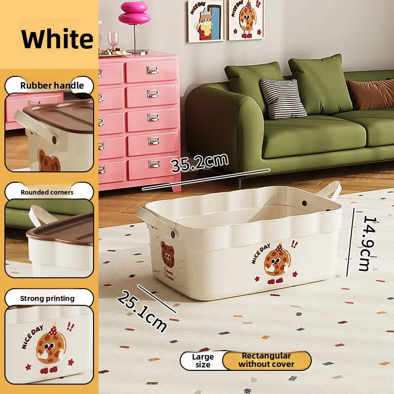 Cartoon Pattern Lidded Storage Box Toys Snacks Dustproof Desktop