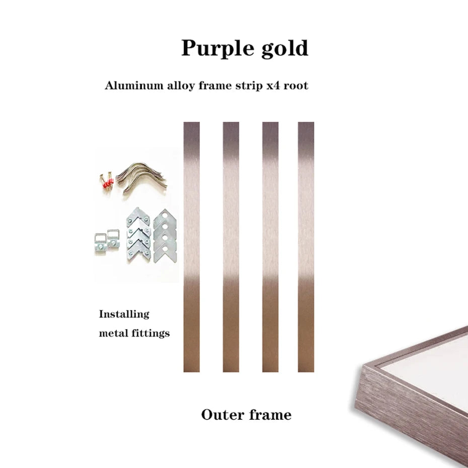 Aluminum Alloy Canvas Narrow Edge Simple Metal Mural Oil Painting Frame 9 Colors Can Be Customized in Large Sizes Peaceful Pleasures Health and Wellness Purple Gold 30x40cm