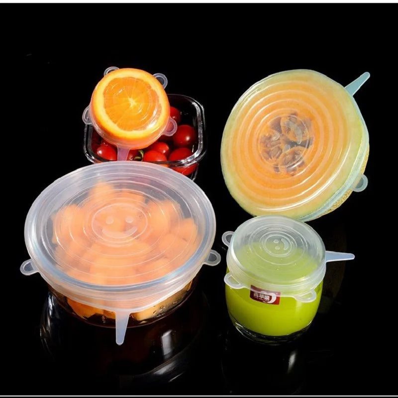 6PCS Silicone Stretch Lids Multifunctional Retractable Fresh-keeping Food Bowl Covers Reusable Saving Covers for Kitchen Peaceful Pleasures Health and Wellness