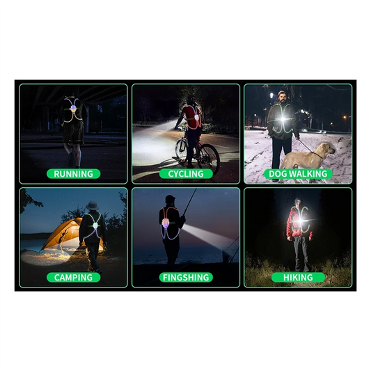 360° LED Reflective Safety Vest for Night Running & Cycling LED Safety Vest Peaceful Pleasures Health and Wellness NONE
