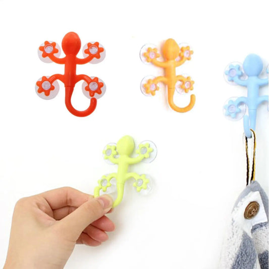 Gecko Suction Cup Wall Hook | 4-Cup Hanger for Bathroom & Kitchen Suction Cup Hook Peaceful Pleasures Health and Wellness